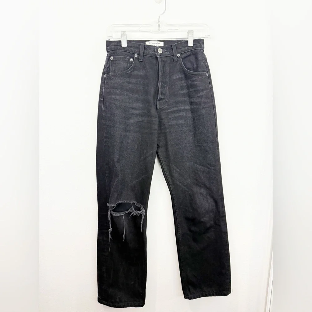 Reformation Natasha High Relaxed Jean Black Size 25 - Picture 1 of 9